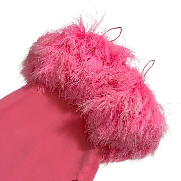David Koma High Slit Feather Bra Dress in‎ Pink - Picture 3 of 16
